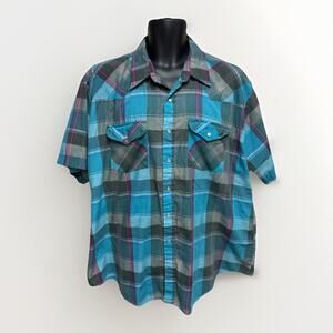 Rock Creek Ranch Western Shirt Size 2XL Short Sleeve Pearl Snap Plaid Vintage